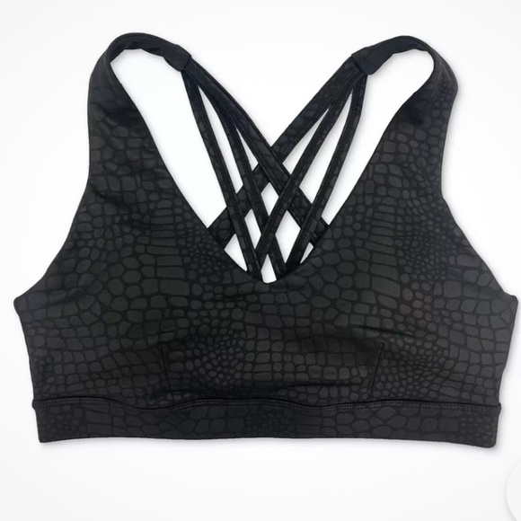 ID Ideology Women S Tonal Print Strappy Low Impact Sports Bra Black Size Large - Picture 3 of 10